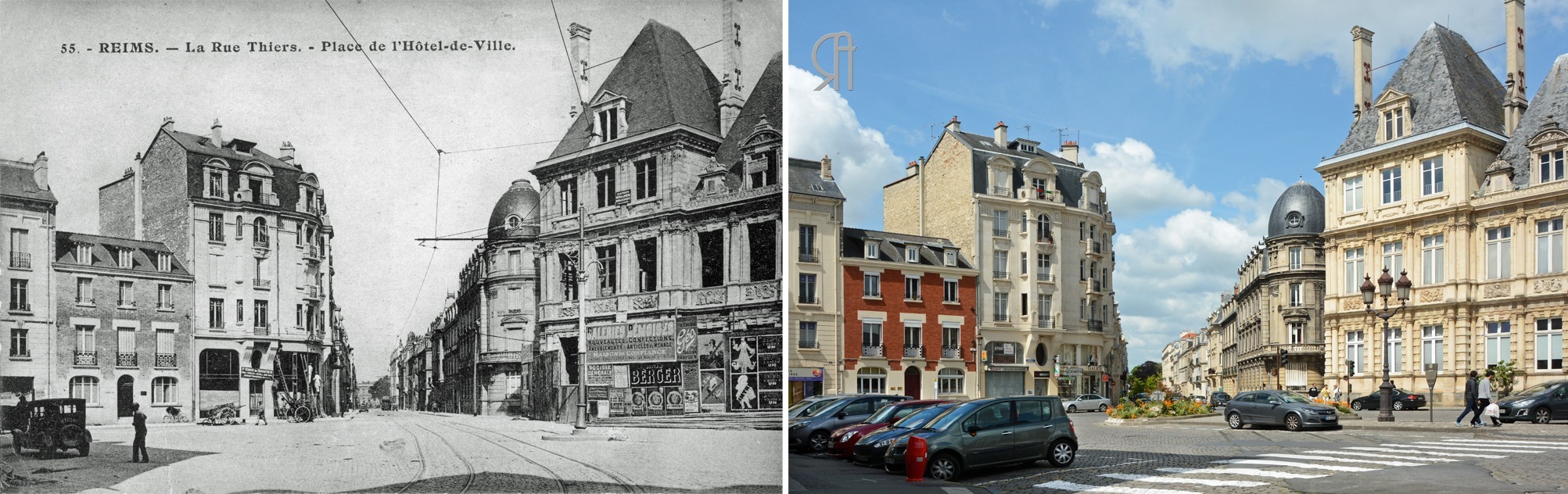 La Reconstruction : Place de l’Hôtel de ville et la rue Thiers