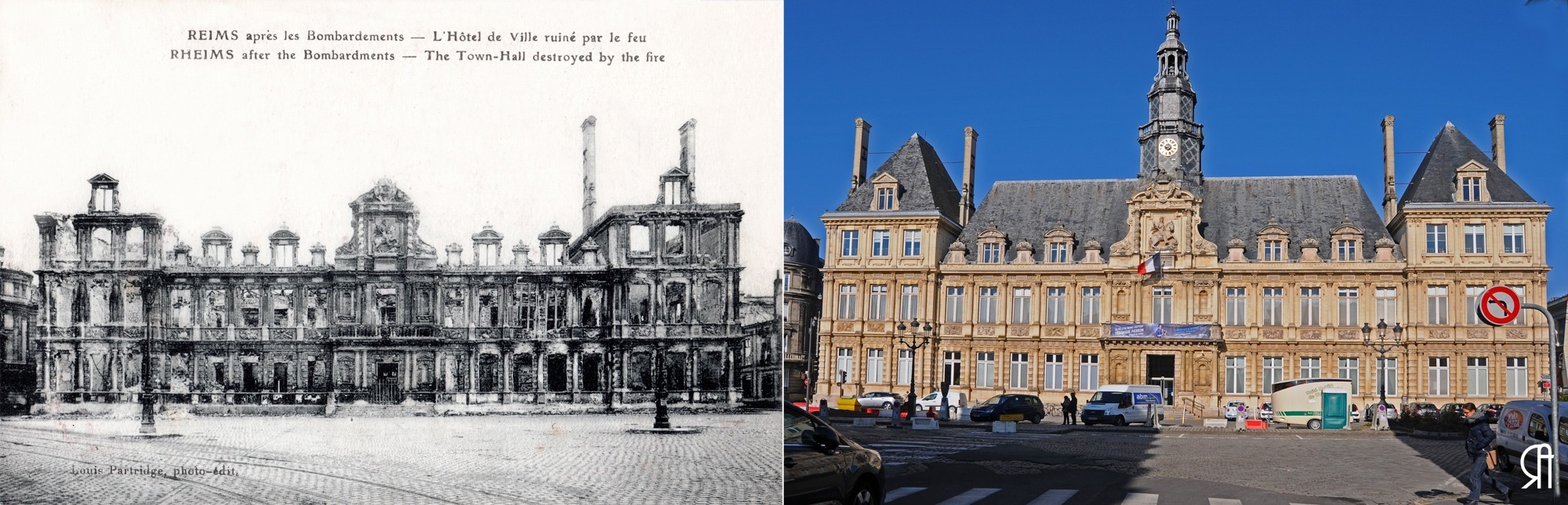 L’Hôtel de Ville après les bombardements 1914-1918