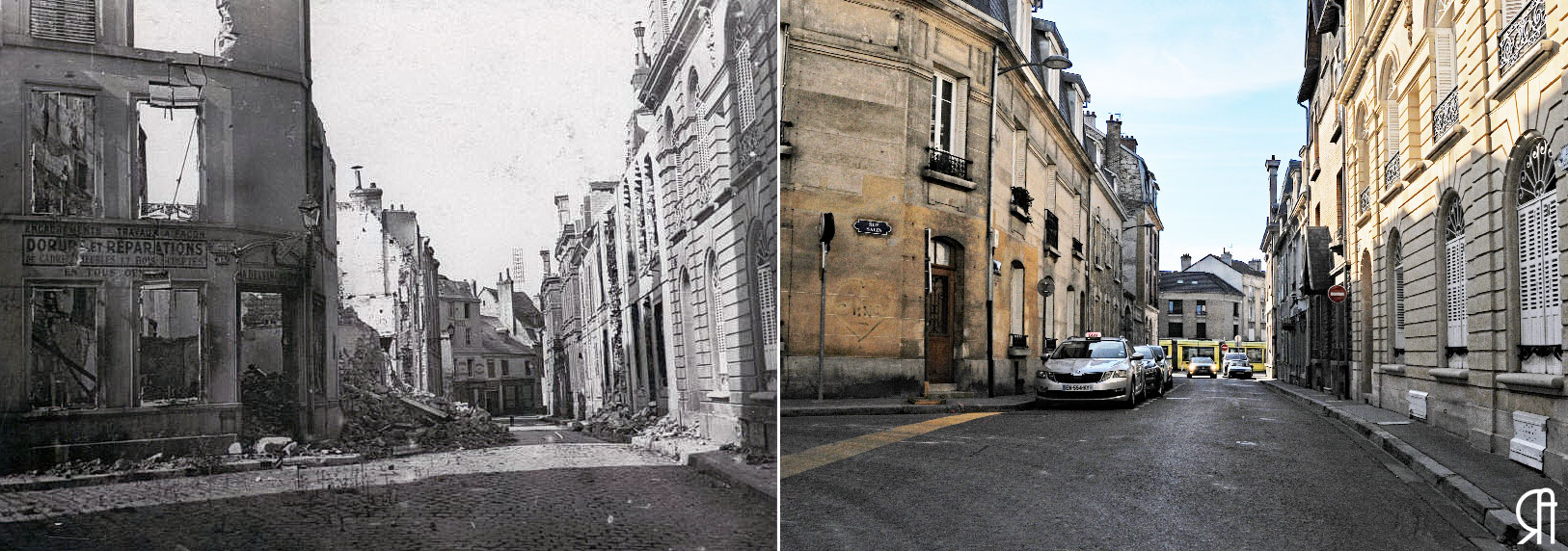 Rue des Boucheries et rue Salin pendant la Grande Guerre