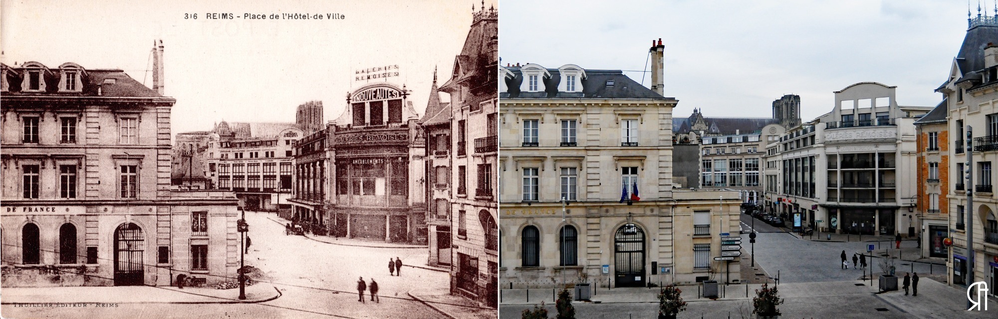 La place de l’Hôtel-de-Villeau moment de la Reconstruction