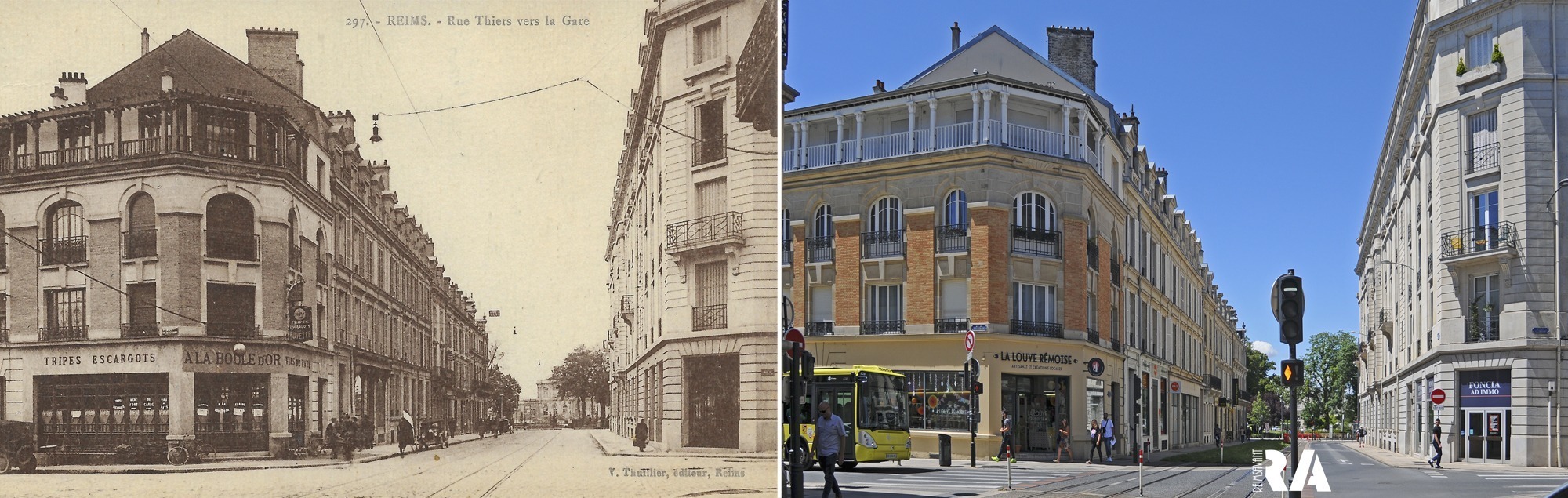 De la Boule d’Or à La Louve Rémoise : angle de la rue Thiers et de la rue de Talleyrand