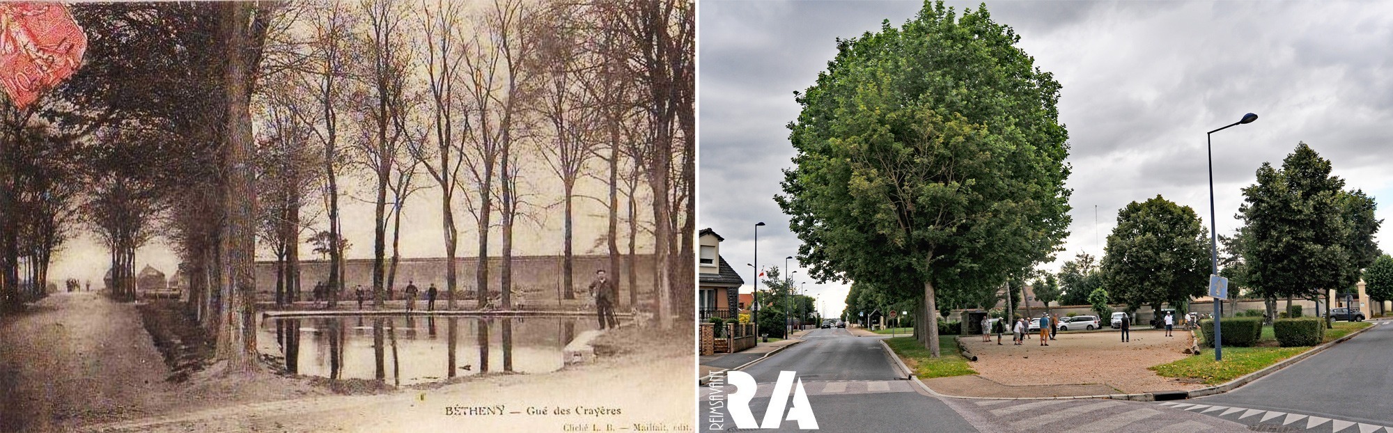 Betheny, le gué des Crayères, actuel square Paul Savin.